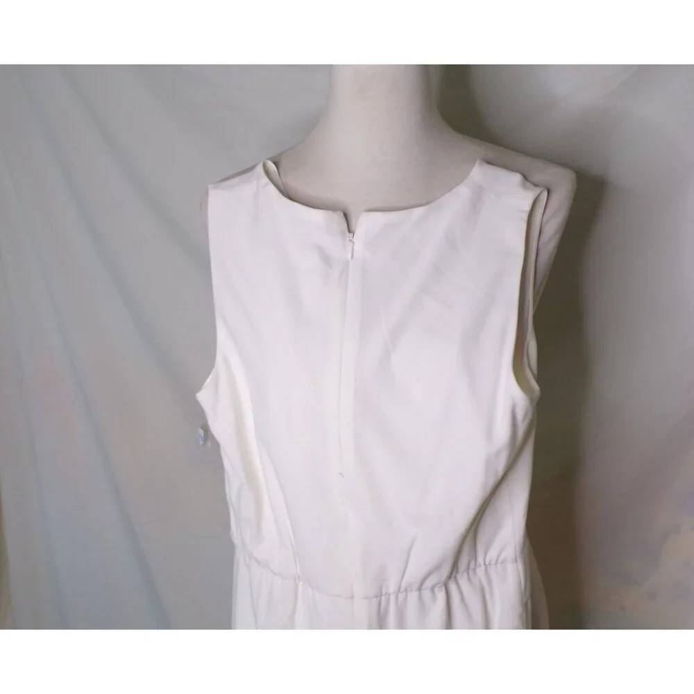 🆕 JULIA JORDAN Wide Leg Buckle Jumpsuit Romper Sleeveless Ivory 4 - Picture 7 of 8